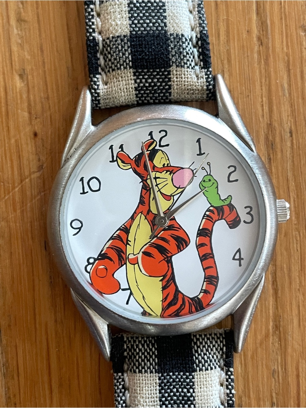 Vintage 90’s Tigger Watch - Checkered Leather Strap, Timex, New Battery - Disney